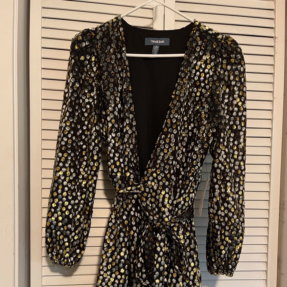 ModCloth Metallic Wrap Dress